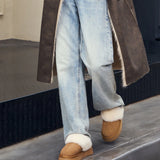 Nahia - Botas tipo pantufla con suela gruesa y forro de borreguito