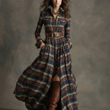 Oliva - Vestido Camisero Maxi Estilo Vintage