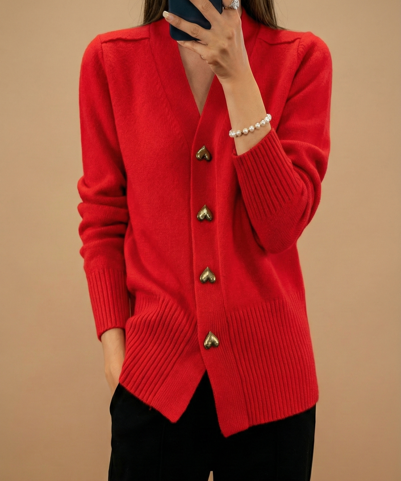 Xaviera - Cárdigan Elegante para Mujer con Botones de Corazón