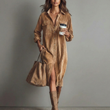 Lia - Vestido Camisero de Pana Premium