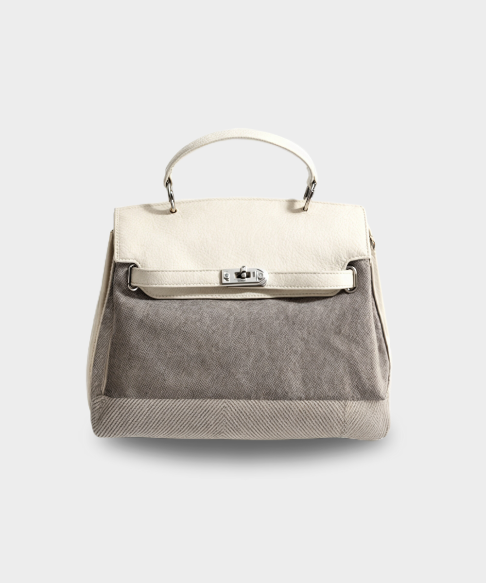 Basilia Elena - Bolsa de lona en piel de vaca