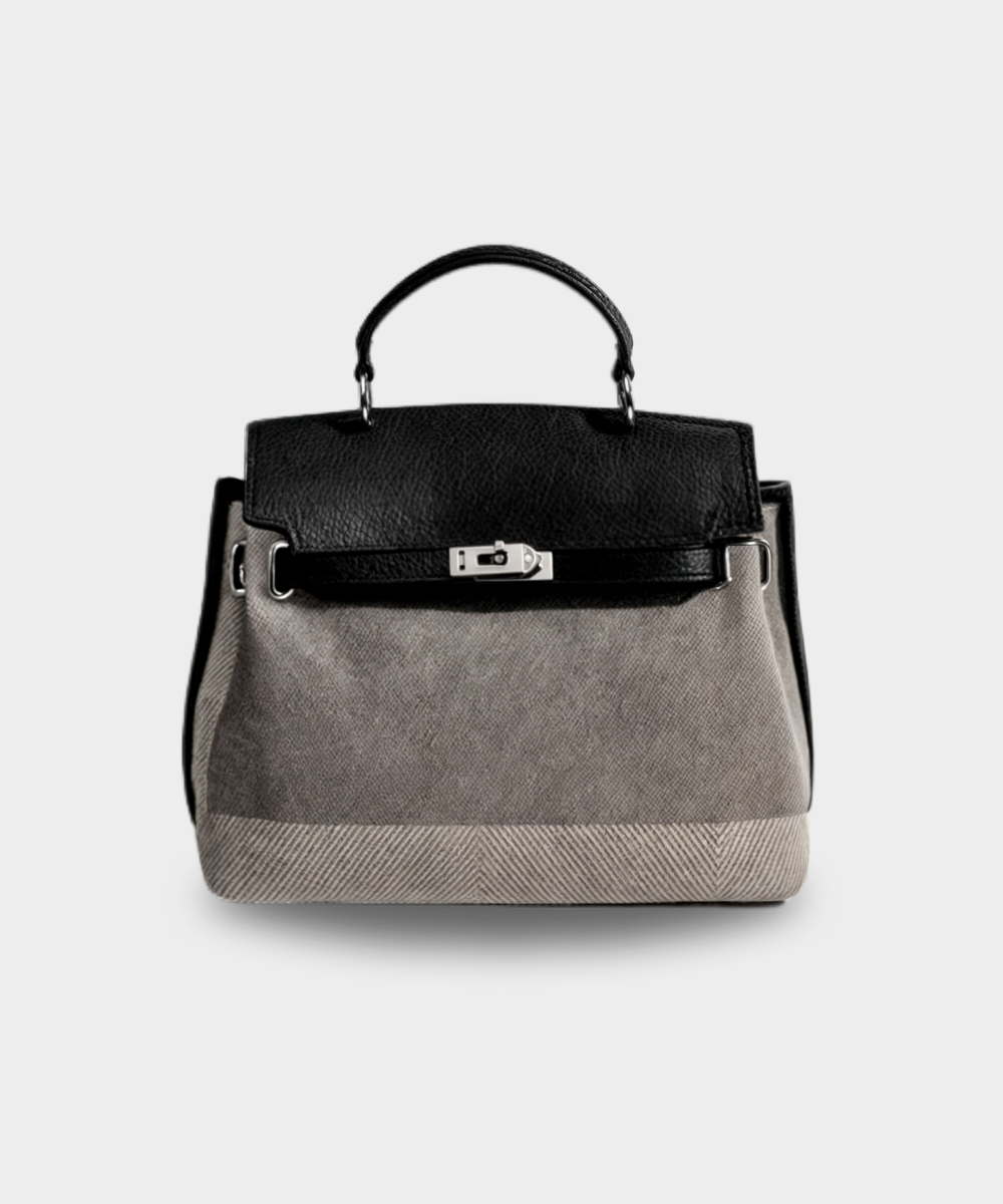 Basilia Elena - Bolsa de lona en piel de vaca