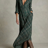 Rosa - Vestido Camisero de Cuadros Esmeralda