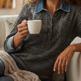 Alma - Blusa Denim Premium con Detalles Trenzados