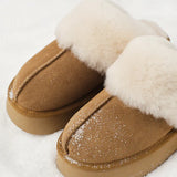 Nahia - Botas tipo pantufla con suela gruesa y forro de borreguito