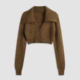 Emma - Chaqueta de Punto Cropped con Cuello