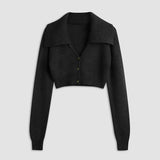 Emma - Chaqueta de Punto Cropped con Cuello