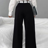 Abril - Pantalón Asimétrico con Cintura de Contraste