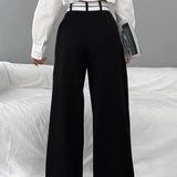 Abril - Pantalón Asimétrico con Cintura de Contraste