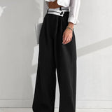 Abril - Pantalón Asimétrico con Cintura de Contraste