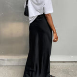 Zuri - Falda Larga Utility de Satén