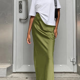 Zuri - Falda Larga Utility de Satén