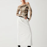 Estrella - Crop Top de Tul Terracota con Hombros Descubiertos