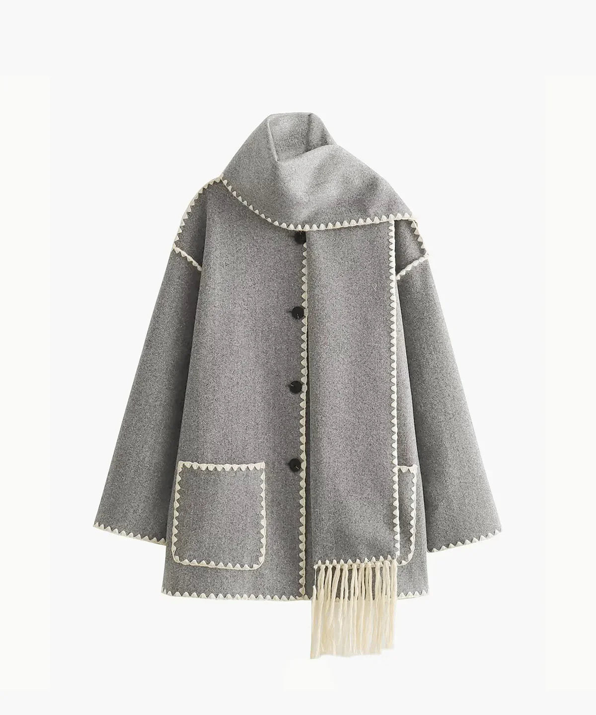 Francisca - Chaqueta con Ribetes en Contraste y Pañuelo a Juego