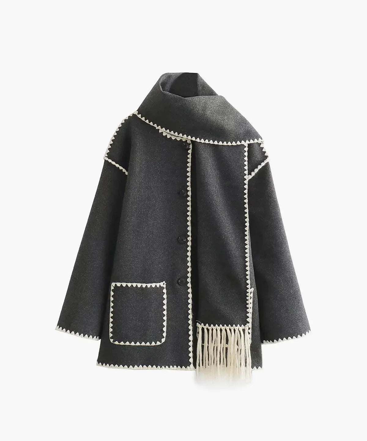 Francisca - Chaqueta con Ribetes en Contraste y Pañuelo a Juego