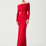 Yolanda - Vestido de Malla de Manga Larga con Hombros Descubiertos