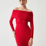 Yolanda - Vestido de Malla de Manga Larga con Hombros Descubiertos