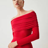 Yolanda - Vestido de Malla de Manga Larga con Hombros Descubiertos