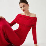 Yolanda - Vestido de Malla de Manga Larga con Hombros Descubiertos