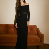 Yolanda - Vestido de Malla de Manga Larga con Hombros Descubiertos