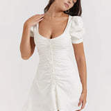 Catalina - Vestido Corto con Mangas Abullonadas