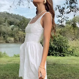 Camila - Vestido de Mezcla de Algodón con Escote Cuadrado