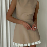 Valentina - Vestido Plisado Bicolor Sin Mangas