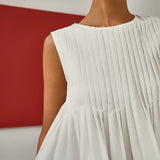 María - Blusa Peplum Sin Mangas con Pliegues