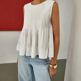 María - Blusa Peplum Sin Mangas con Pliegues