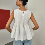 María - Blusa Peplum Sin Mangas con Pliegues