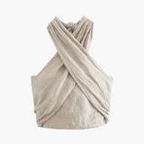 Carmina - Top Halter Cruzado de Algodón y Lino