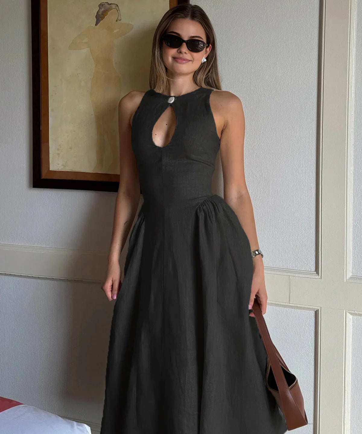 Victoria - Vestido Largo de Algodón y Lino