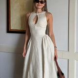 Victoria - Vestido Largo de Algodón y Lino