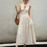 Victoria - Vestido Largo de Algodón y Lino