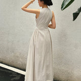 Victoria - Vestido Largo de Algodón y Lino