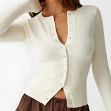 Leonor - Cárdigan de Manga Larga con Cuello Redondo