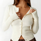 Leonor - Cárdigan de Manga Larga con Cuello Redondo