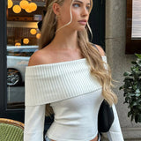 Pilar - Top de Punto Acanalado Off-Shoulder