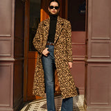Manuela - Abrigo de Lana con Bolsillos y Estampado de Leopardo