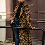 Manuela - Abrigo de Lana con Bolsillos y Estampado de Leopardo