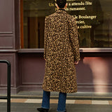 Manuela - Abrigo de Lana con Bolsillos y Estampado de Leopardo