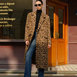 Manuela - Abrigo de Lana con Bolsillos y Estampado de Leopardo