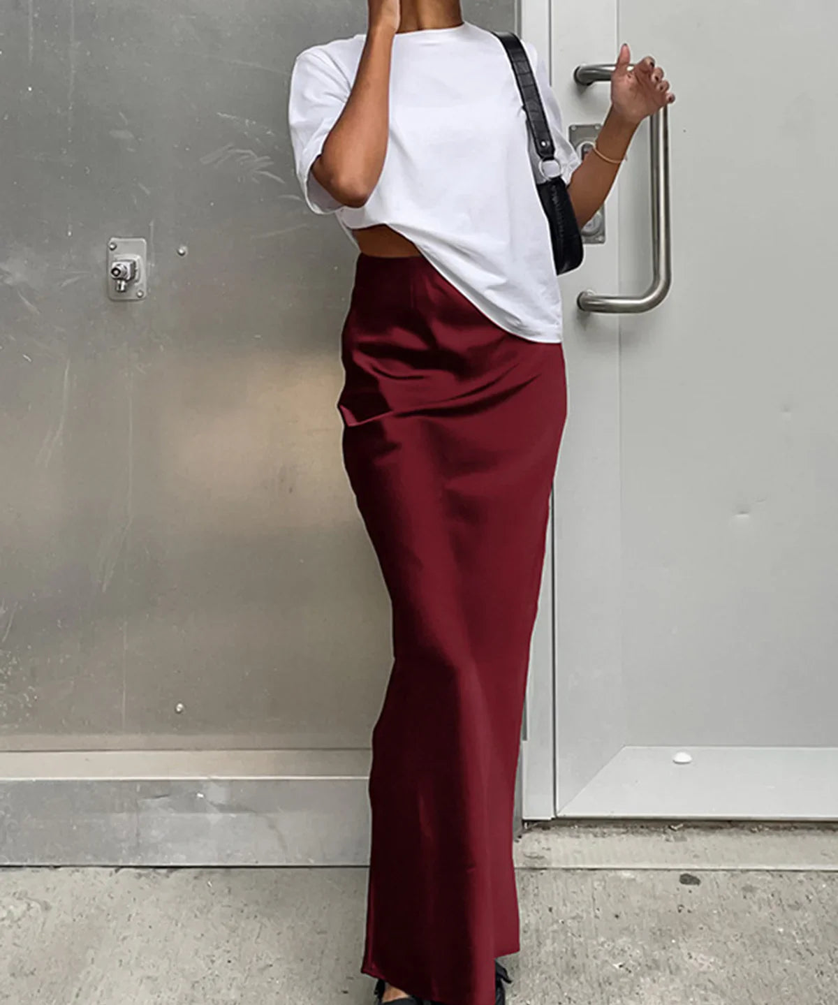 Zuri - Falda Larga Utility de Satén