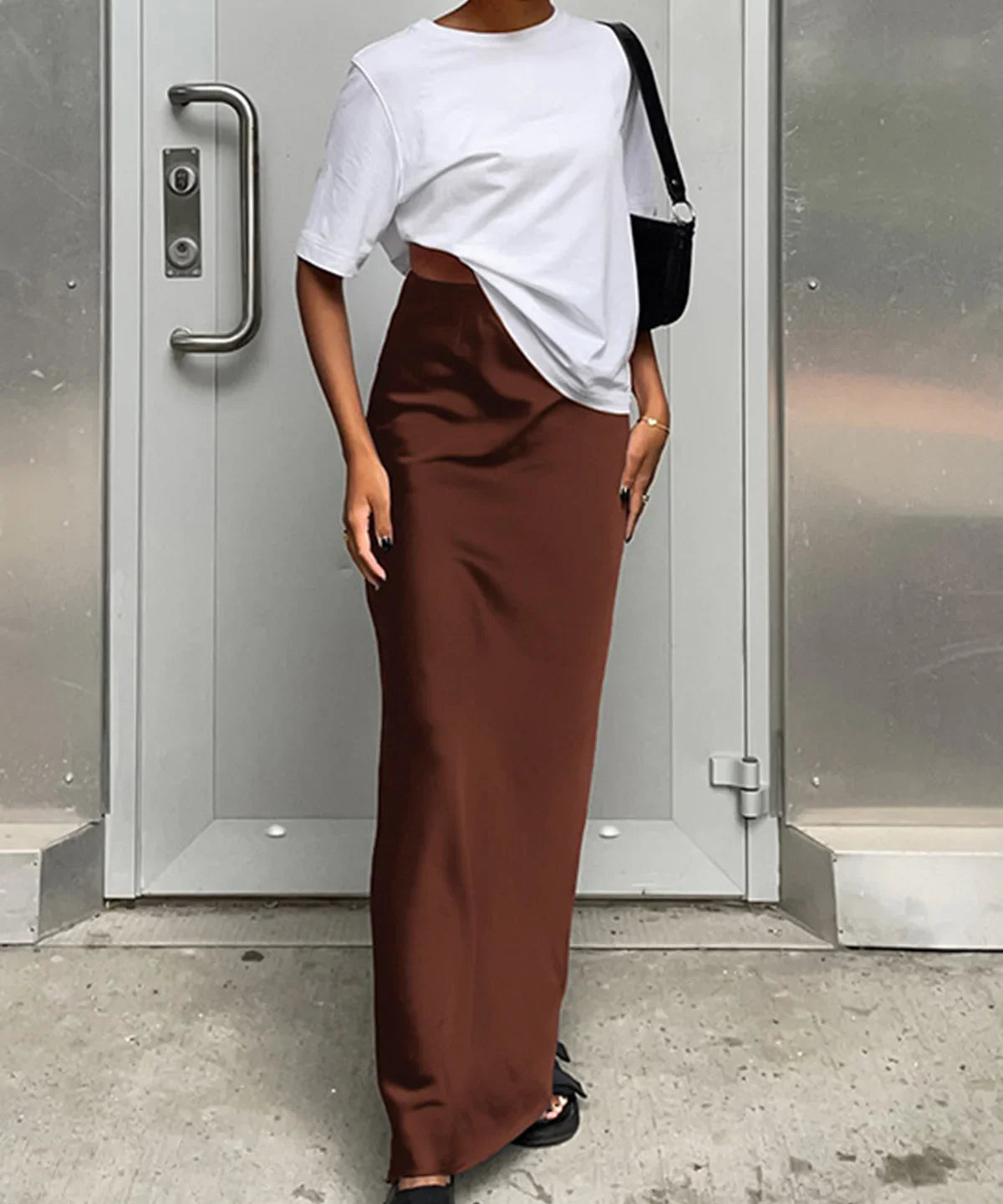 Zuri - Falda Larga Utility de Satén