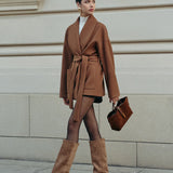 Araceli - Botas de Ante Hasta la Rodilla con Tacón kitten