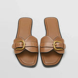 Olalla - Sandalias planas con correa y hebilla