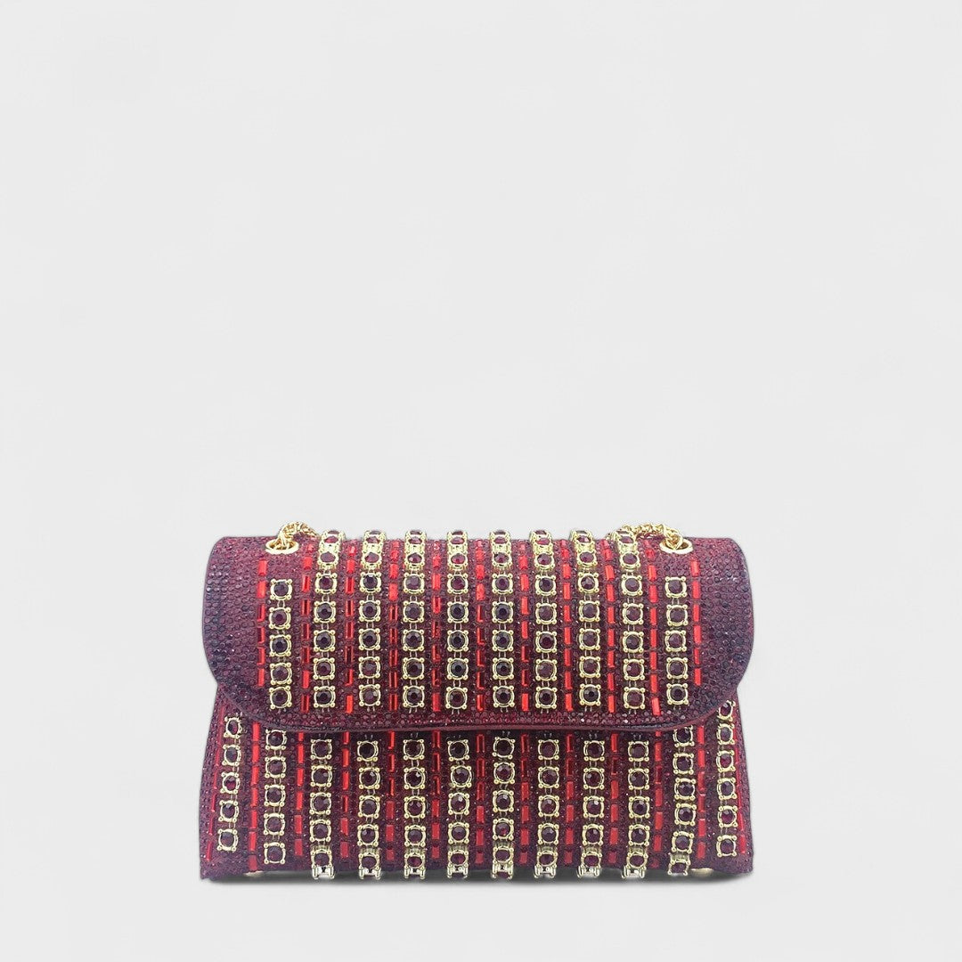 Caridad Rosa - Bolso de hombro con cadena elegante y diamantes de colores