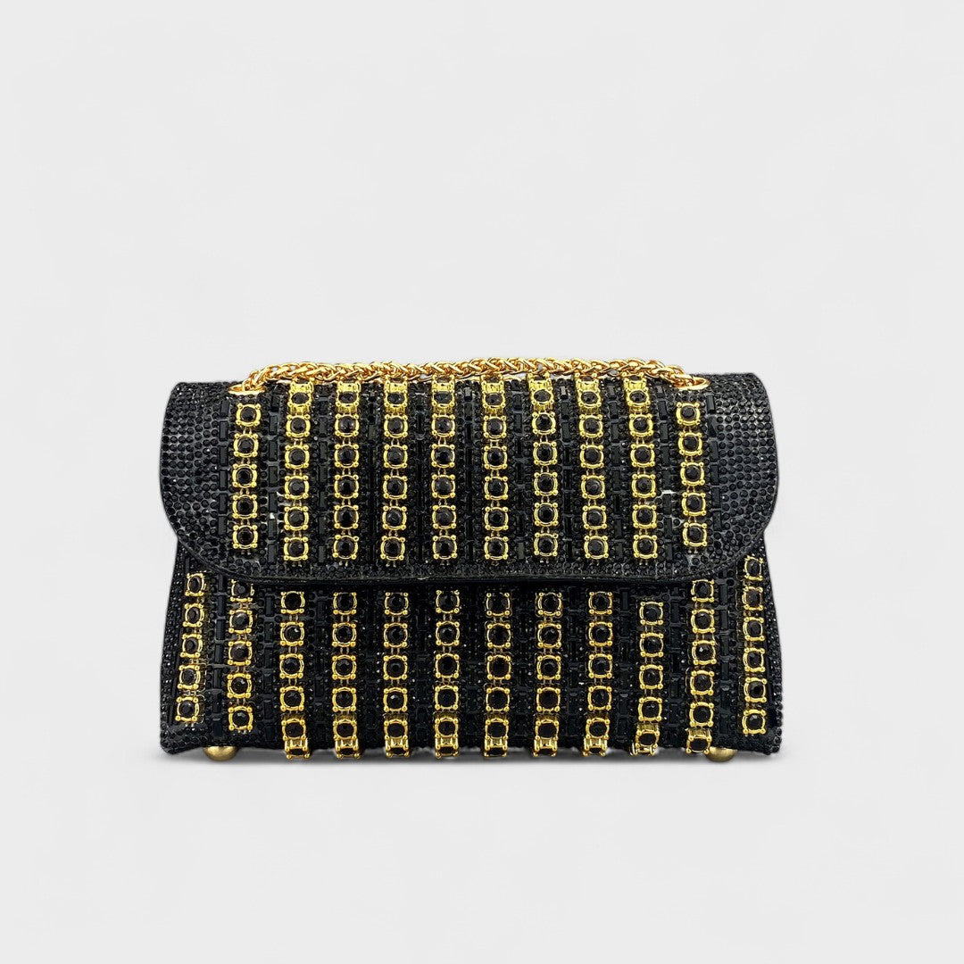 Caridad Rosa - Bolso de hombro con cadena elegante y diamantes de colores