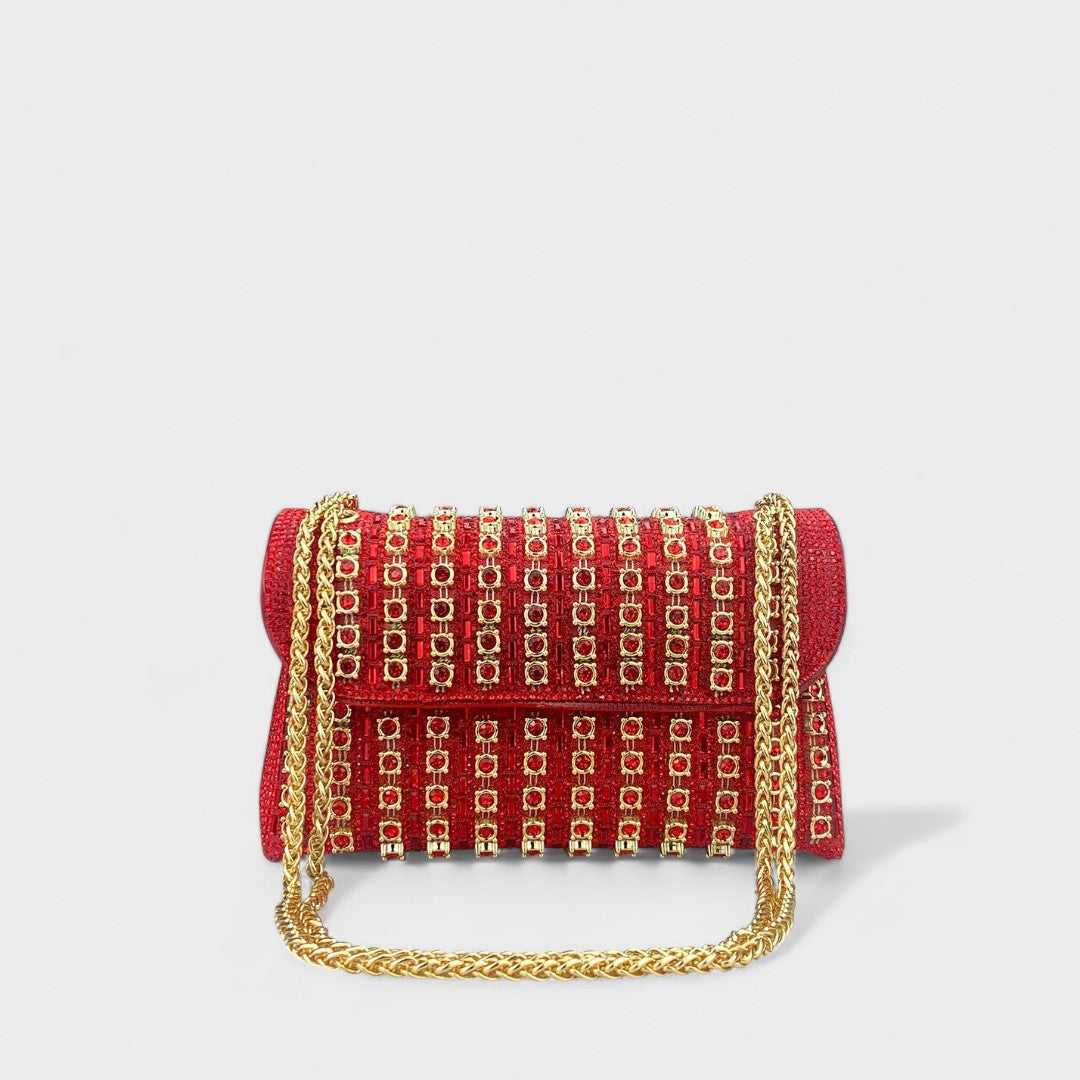 Caridad Rosa - Bolso de hombro con cadena elegante y diamantes de colores