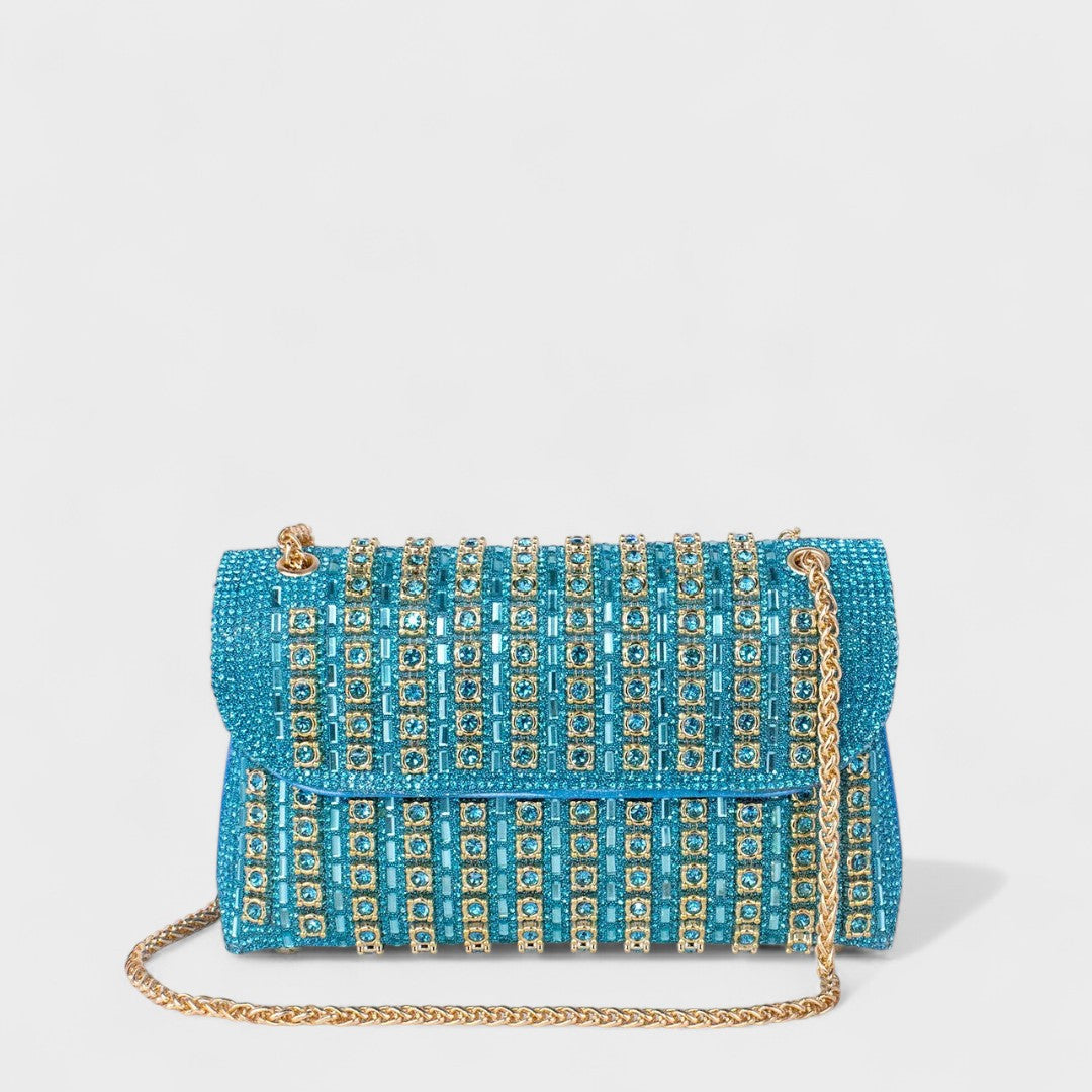 Caridad Rosa - Bolso de hombro con cadena elegante y diamantes de colores